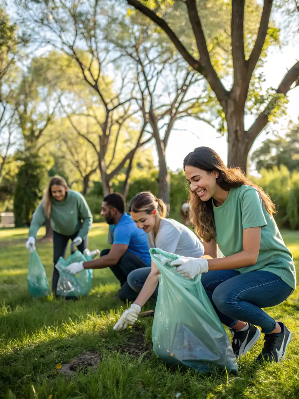 A photograph of volunteers cleaning up a local historical site as part of an environmental awareness initiative by EVENEMENTS A PART, demonstrating their commitment to preserving cultural and natural heritage.