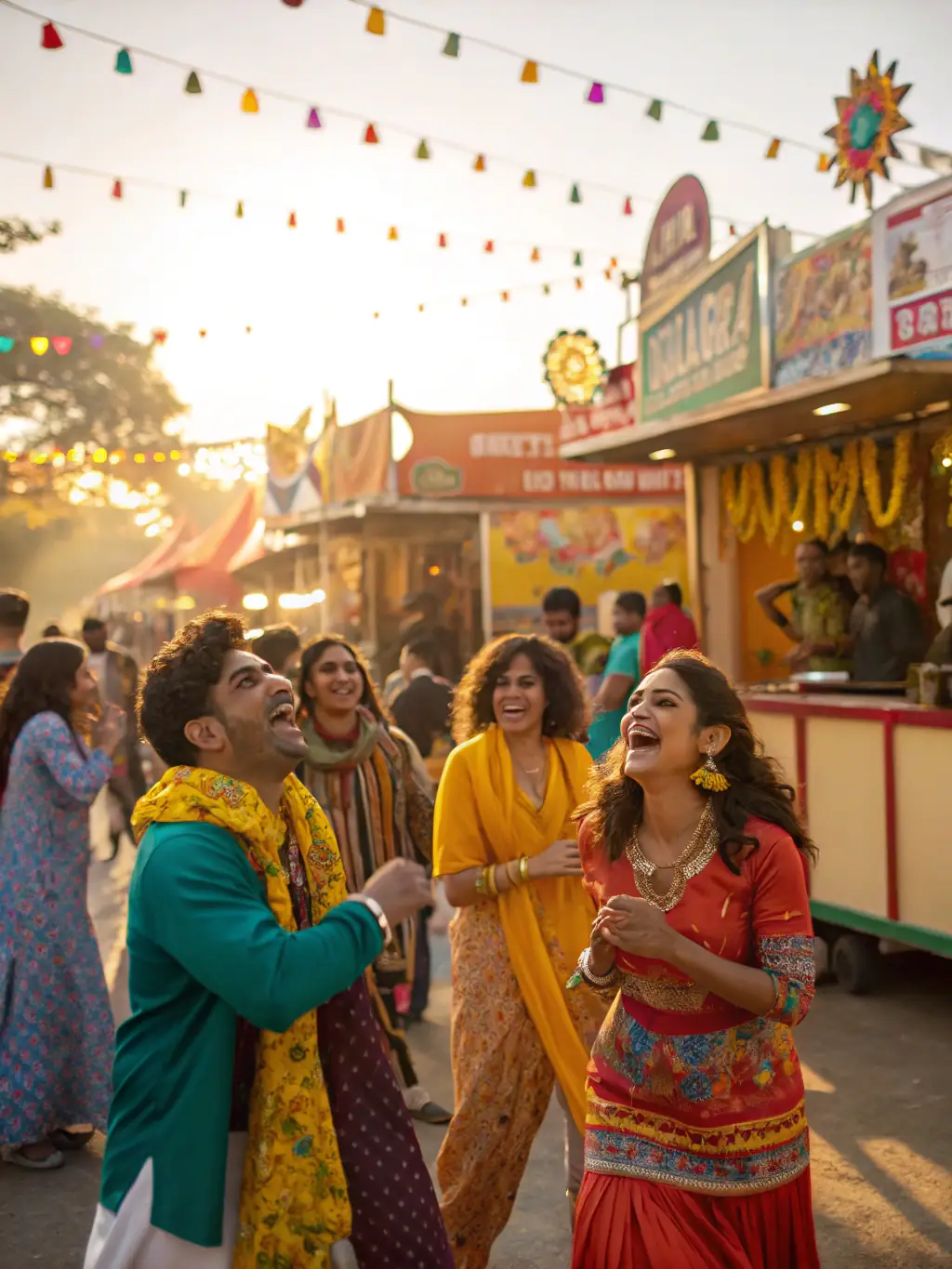 A vibrant image of participants from diverse cultural backgrounds engaging in a traditional dance performance at a cultural festival organized by EVENEMENTS A PART.