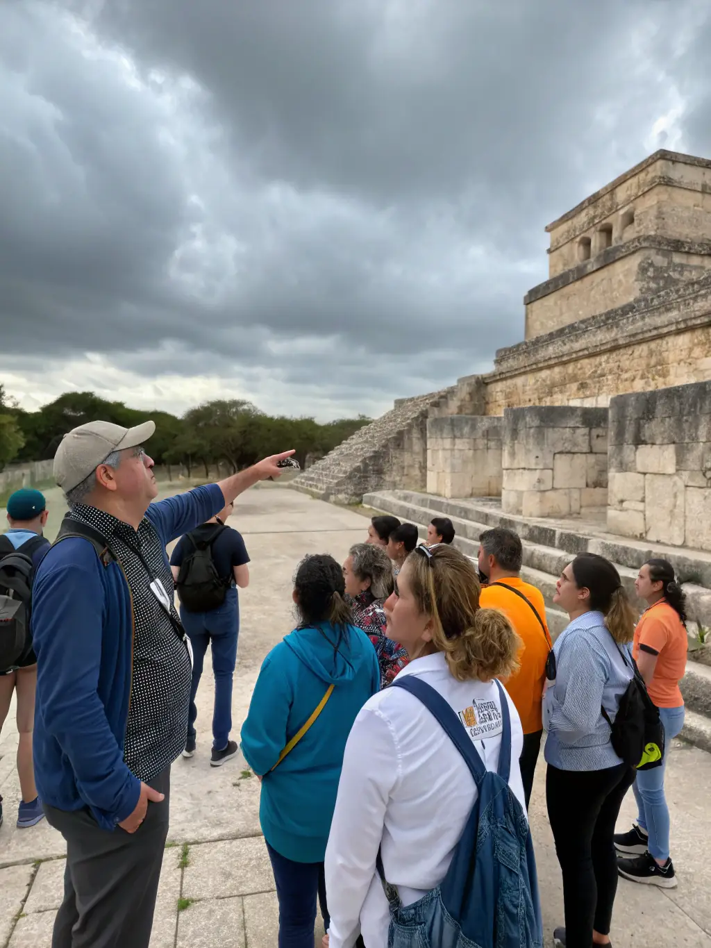 A photograph capturing a guided tour of a local architectural landmark, with participants learning about its history and significance as part of EVENEMENTS A PART's heritage preservation program.